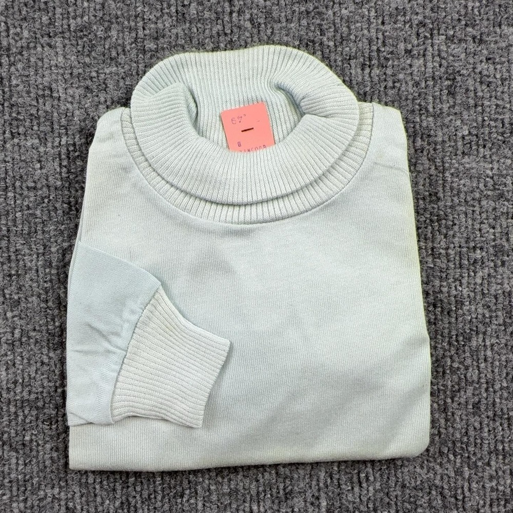 VTG Grace Sweater Womens XL Light Blue Turtleneck 100% Cotton Knit Pullover Top